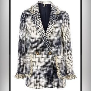 Topshop Bouclé Blazer Navy & White Size 4